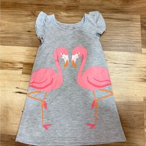 Charming Flamingo Print Gray Dress